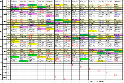THỜI KHÓA BIỂU NĂM HỌC 2025-2026